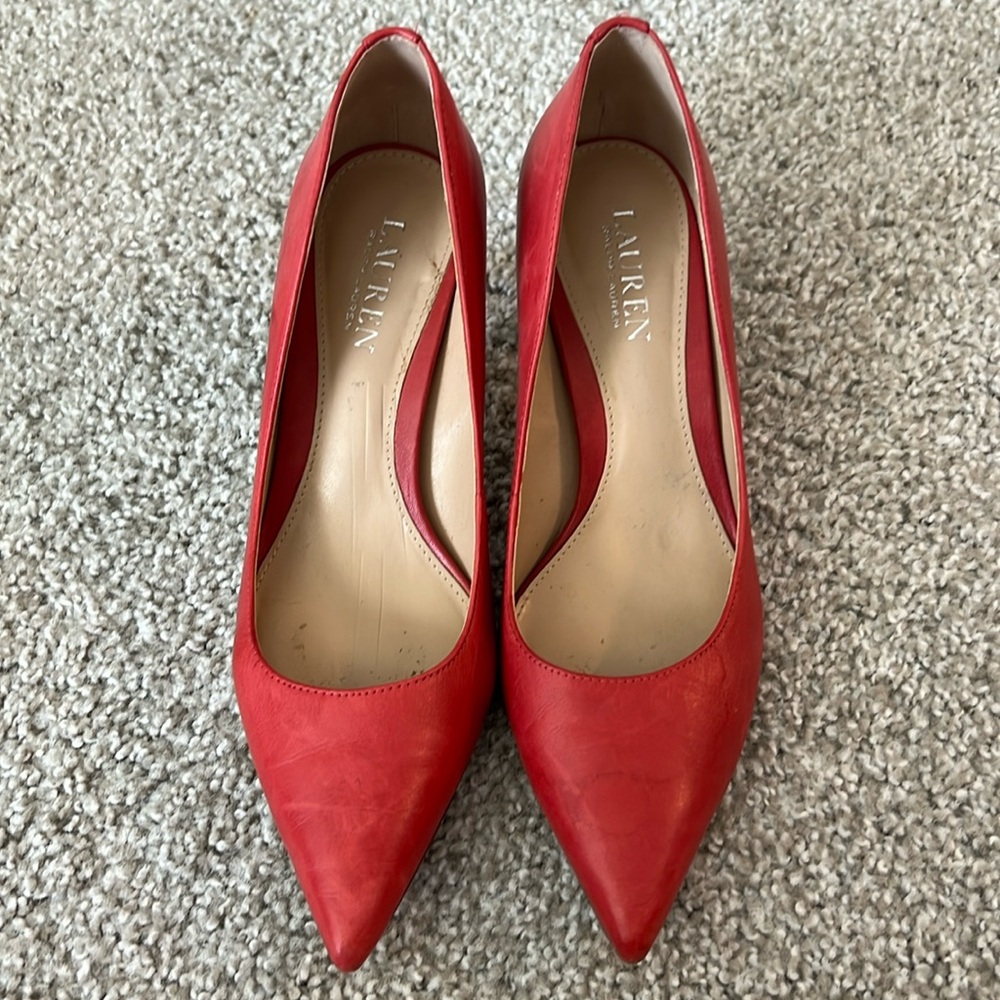 Lauren Ralph Lauren Adrienne Leather Pump Women’s Red Size 8.5 B